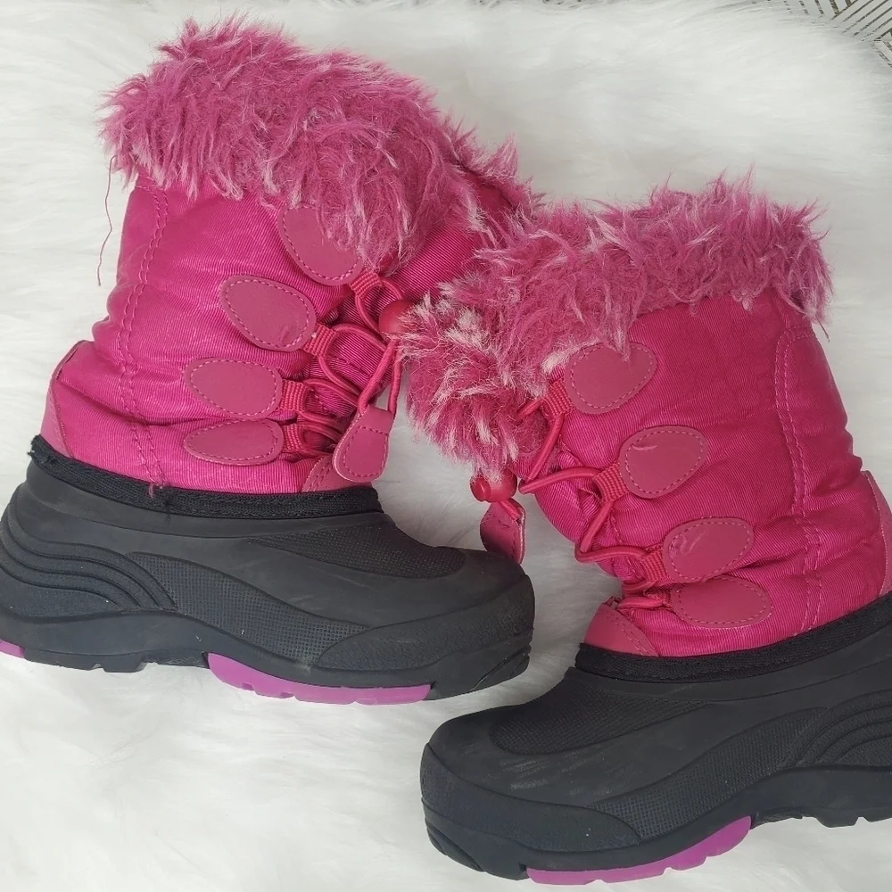 Kamik Winter Boots Girls Soze 10 Pink Fur Lined Snow Winter Warm‎ Grips Fuzzy.